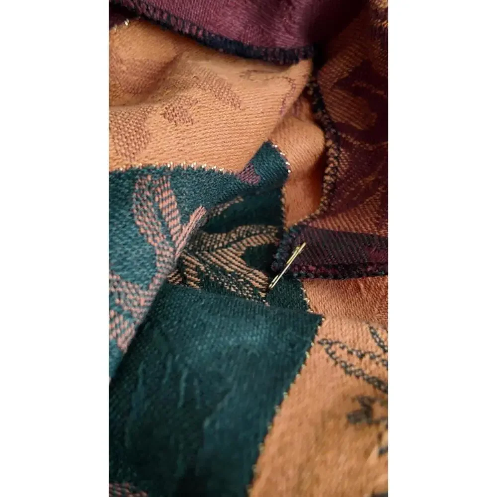 Vintage Boho Patchwork‎ Fringe Jacket Brown Green Burgundy Suede Style L